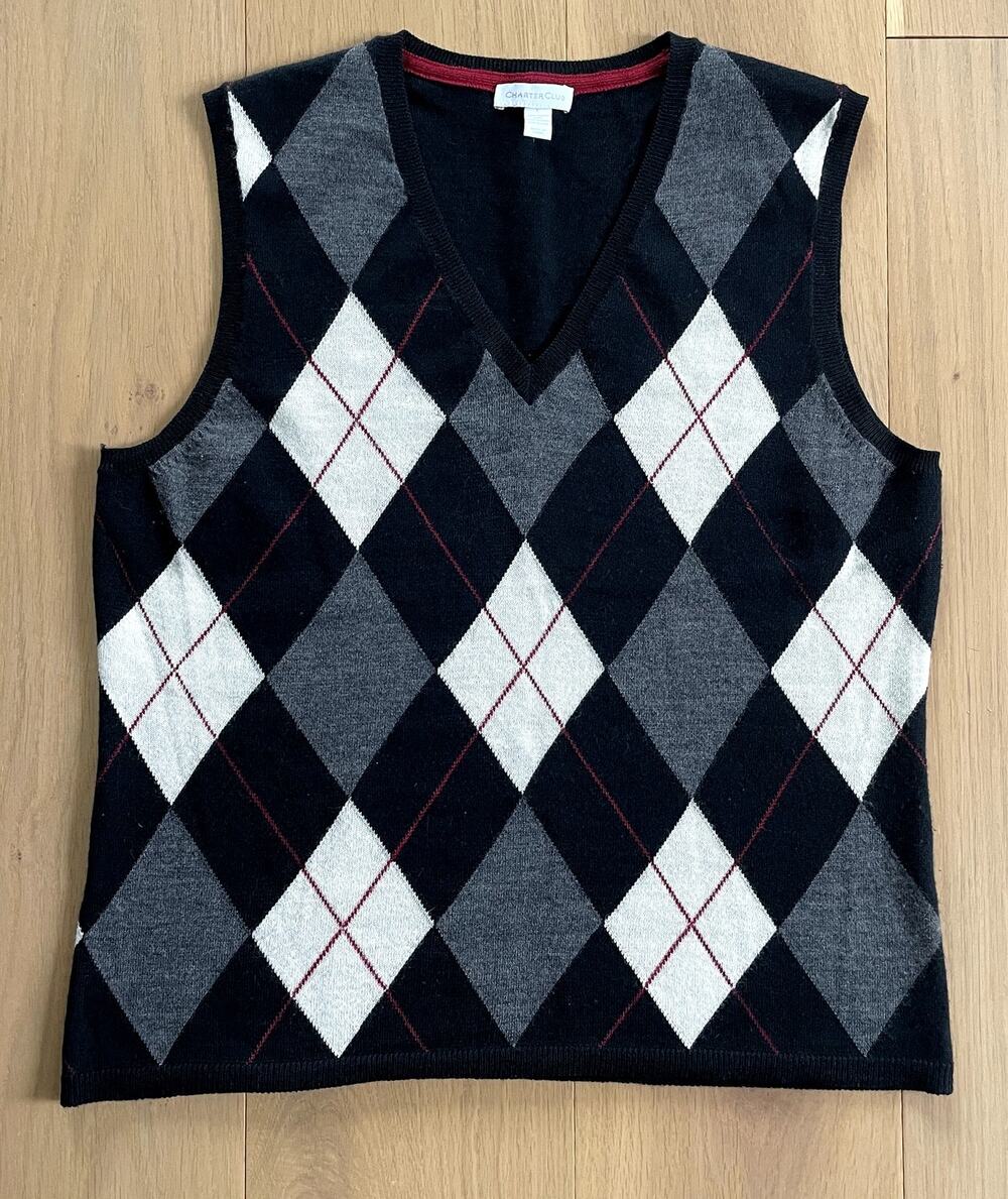 Charter Club Women's Merino Argyle Sweater Vest - Large